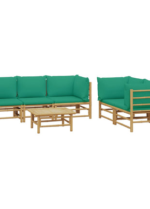 6-delige Loungeset met kussens bamboe groen