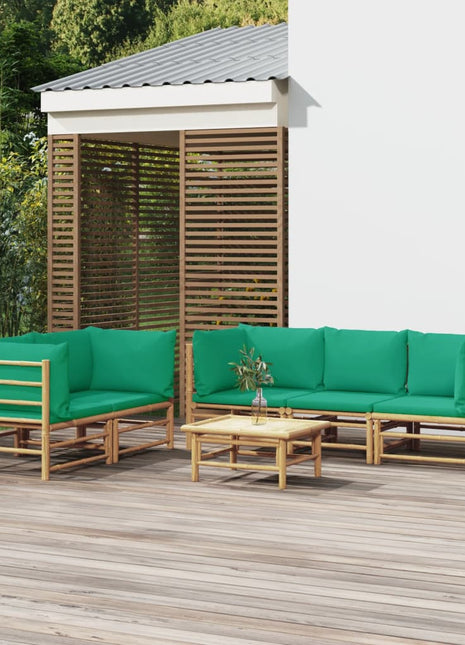 6-delige Loungeset met kussens bamboe groen