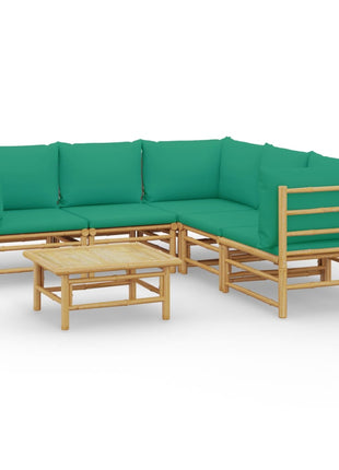 6-delige Loungeset met kussens bamboe groen