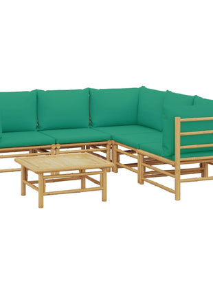 6-delige Loungeset met kussens bamboe groen