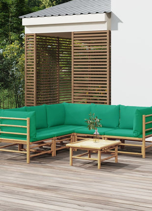 6-delige Loungeset met kussens bamboe groen