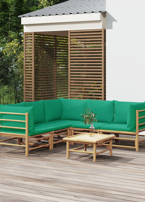 6-delige Loungeset met kussens bamboe groen