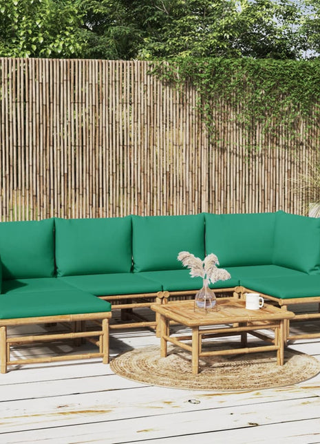 7-Delige Loungeset Met Lichtgrijze Kussens Bamboe