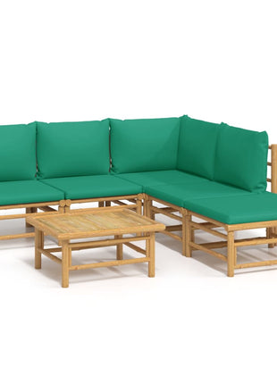 6-delige Loungeset met kussens bamboe groen