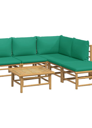 6-delige Loungeset met kussens bamboe groen
