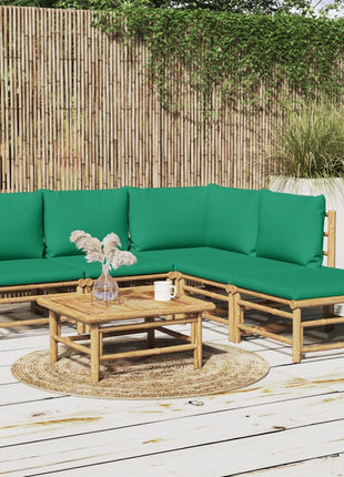 6-delige Loungeset met kussens bamboe groen