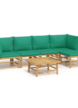 6-delige Loungeset met kussens bamboe groen