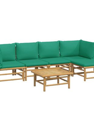 6-delige Loungeset met kussens bamboe groen