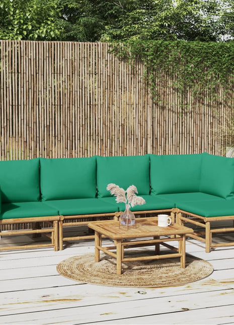 6-delige Loungeset met kussens bamboe groen