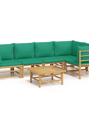 6-delige Loungeset met kussens bamboe groen
