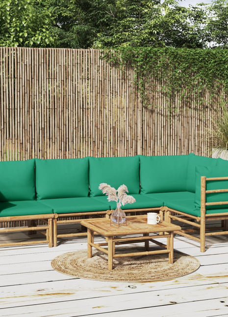 6-delige Loungeset met kussens bamboe groen