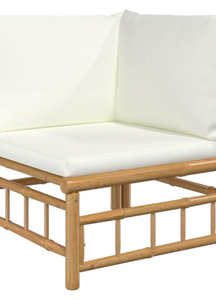 6-delige Loungeset met kussens bamboe crèmewit