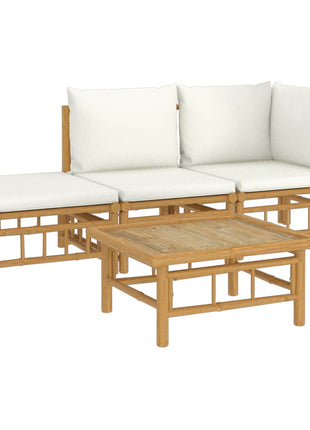 4-Delige Loungeset Met Kussens Bamboe Wit