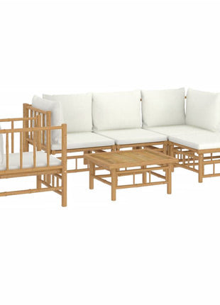 6-delige Loungeset met kussens bamboe crèmewit