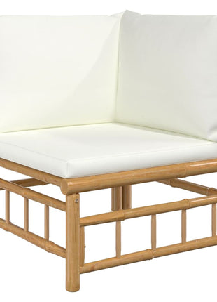 6-delige Loungeset met kussens bamboe crèmewit