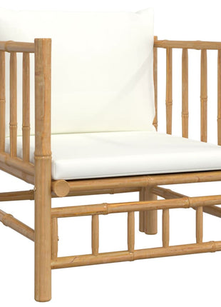 6-delige Loungeset met kussens bamboe crèmewit
