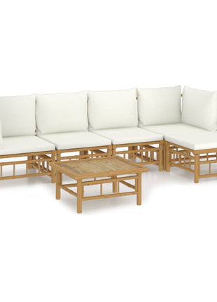 6-delige Loungeset met kussens bamboe crèmewit