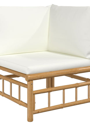 6-delige Loungeset met kussens bamboe crèmewit