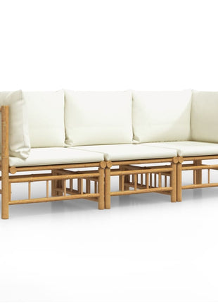 3-Delige Loungeset Met Kussens Bamboe Wit