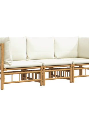 3-Delige Loungeset Met Kussens Bamboe Wit