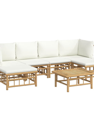 7-Delige Loungeset Met Kussens Bamboe Wit