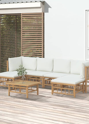 7-Delige Loungeset Met Kussens Bamboe Wit