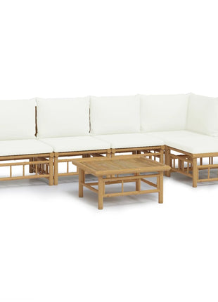 6-delige Loungeset met kussens bamboe crèmewit
