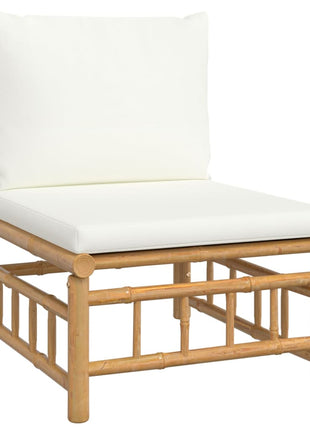 6-delige Loungeset met kussens bamboe crèmewit