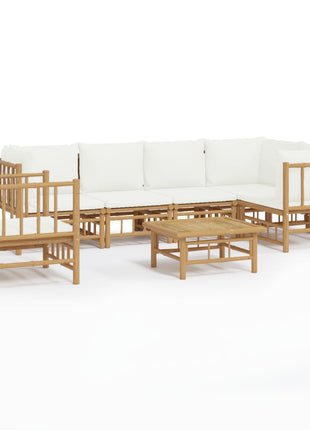 7-Delige Loungeset Met Kussens Bamboe Wit