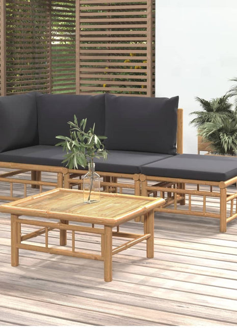 4-Delige Loungeset Met Kussens Bamboe Wit