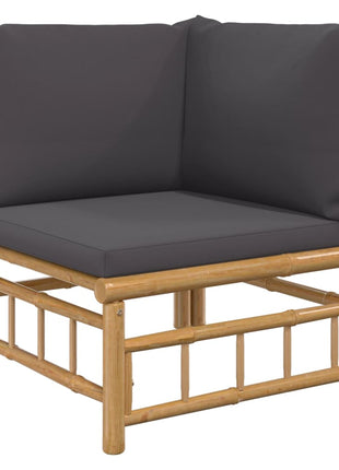 6-delige Loungeset met kussens bamboe donkergrijs