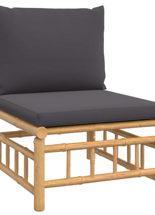 6-delige Loungeset met kussens bamboe donkergrijs