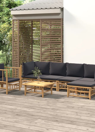 7-Delige Loungeset Met Kussens Bamboe Wit