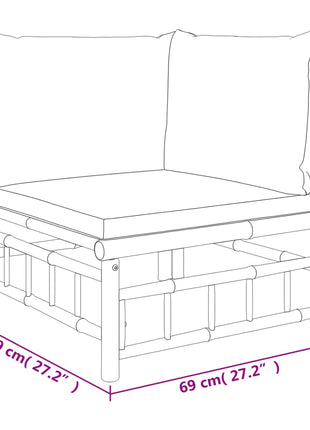 6-delige Loungeset met kussens bamboe donkergrijs