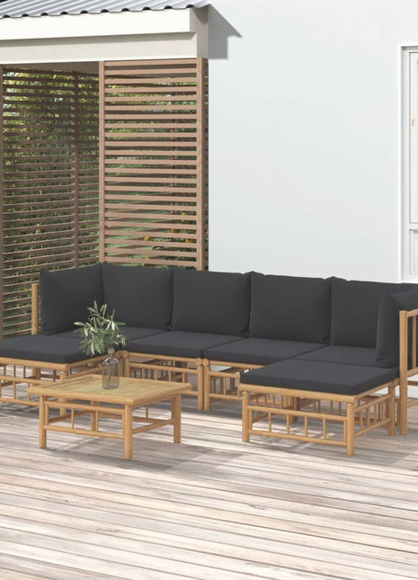 7-Delige Loungeset Met Kussens Bamboe Wit