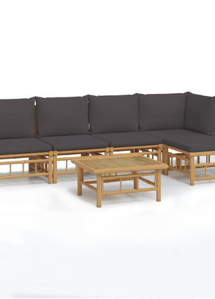 6-delige Loungeset met kussens bamboe donkergrijs