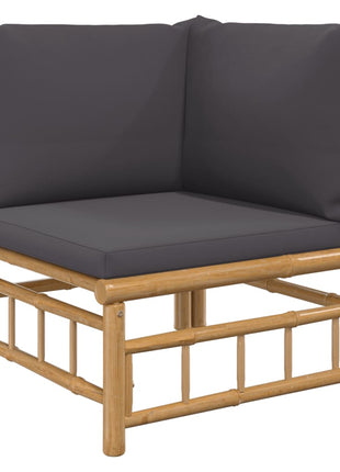 6-delige Loungeset met kussens bamboe donkergrijs