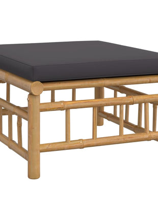 6-delige Loungeset met kussens bamboe donkergrijs