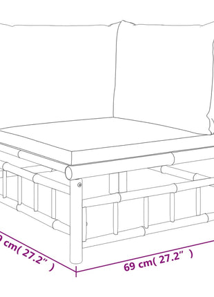 6-delige Loungeset met kussens bamboe donkergrijs