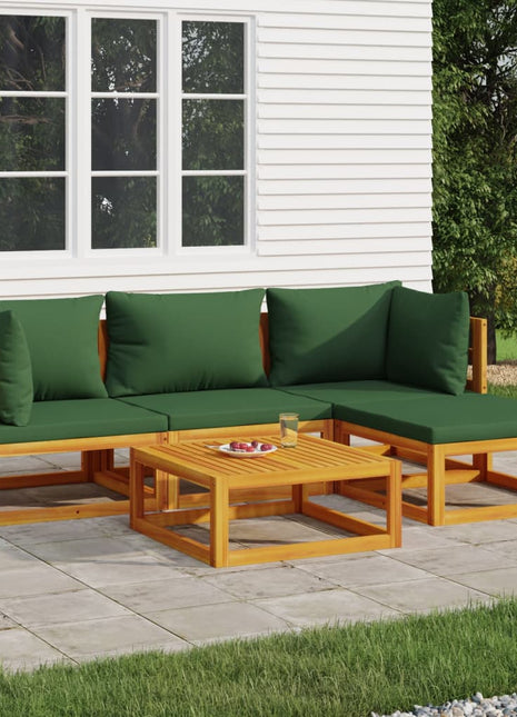 5-Delige Loungeset Met Lichtgrijze Kussens Massief Hout