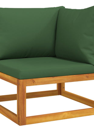 6-delige Loungeset met groene kussens massief hout
