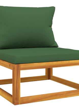 6-delige Loungeset met groene kussens massief hout