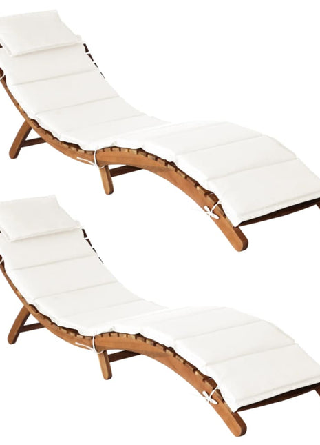 Ligstoelen Met Kussens 2 St Massief Acaciahout Crèmewit