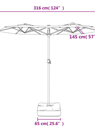 Parasol Dubbel Dak 316X145 Cm