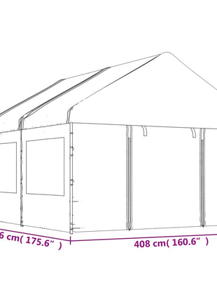 Prieel Met Dak 4,46X4,08X3,22 M Polyetheen Wit