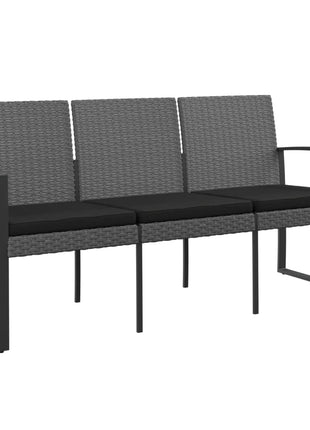 Tuinbank 3-Zits Met Kussens Polypropeen Rattan