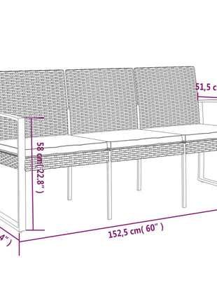 Tuinbank 3-Zits Met Kussens Polypropeen Rattan