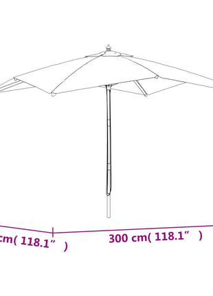 Parasol Met Houten Paal 300X300X273 Cm Kleurig