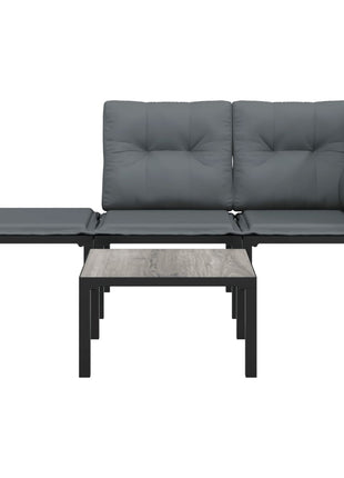 4-Delige Loungeset Poly Rattan Zwart En Grijs