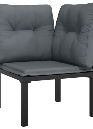 4-Delige Loungeset Poly Rattan Zwart En Grijs